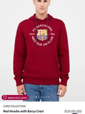 Official Licensed FC Barcelona Pullover Scarlet Red Hoodie